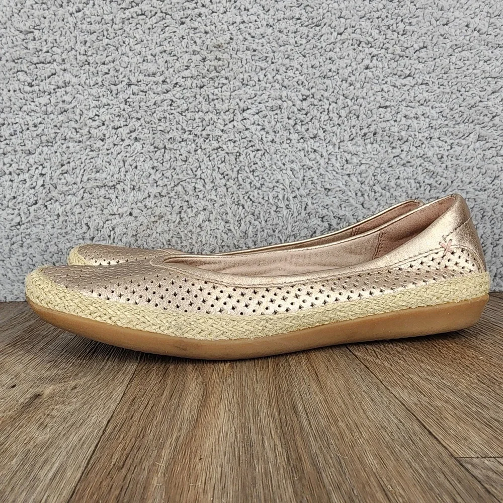 Clarks Collection Rose Gold‎ Perforated Espadrille Flats Women Size 6.5